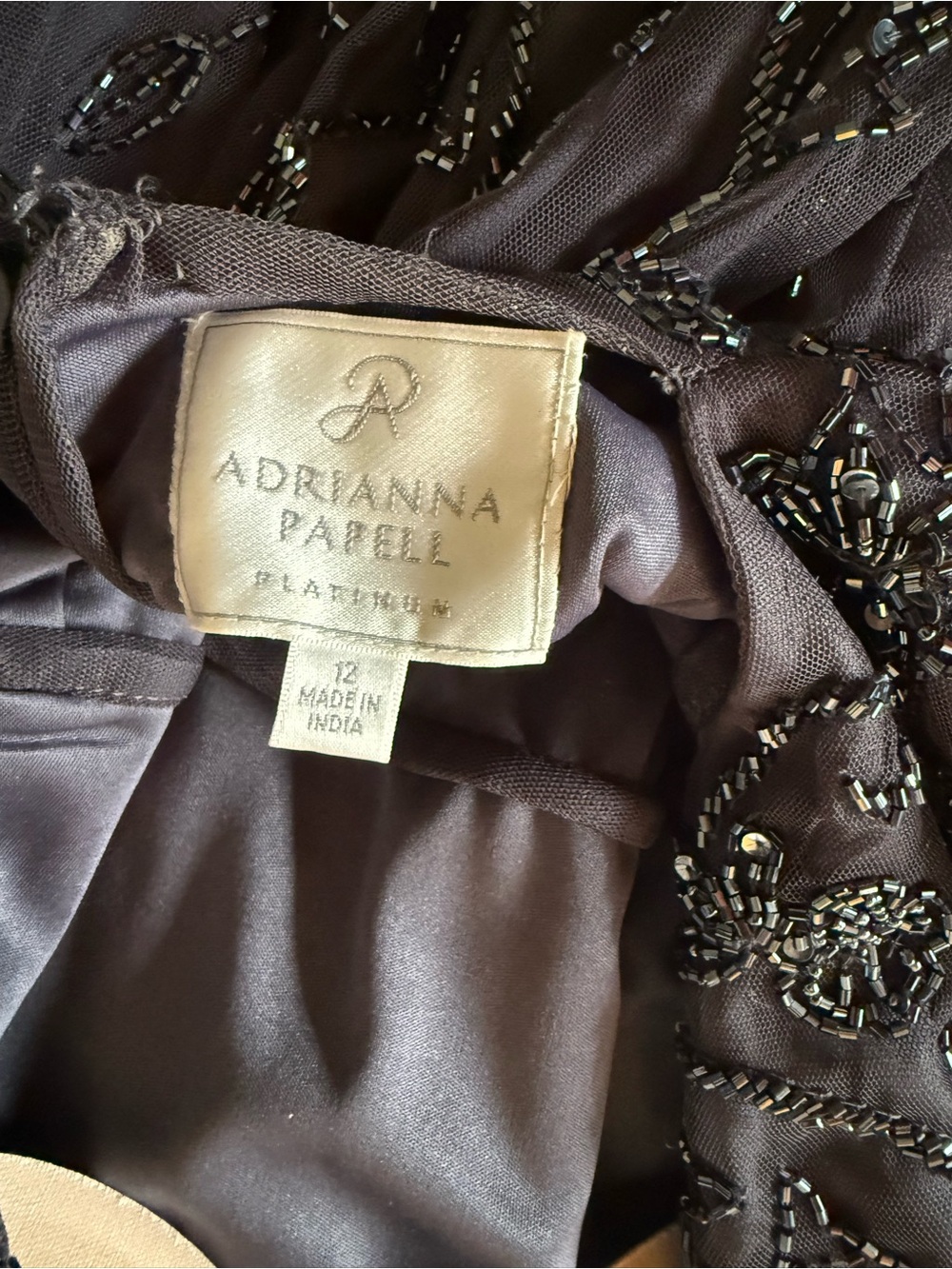 Adrianna Papell Gunmetal Beaded Maxi Dress - Picture 6 of 7